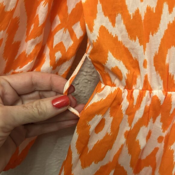 st barth cotton dress medium Orange Ruffle Cottagecore Quiet Luxury Italian - Picture 5 of 12